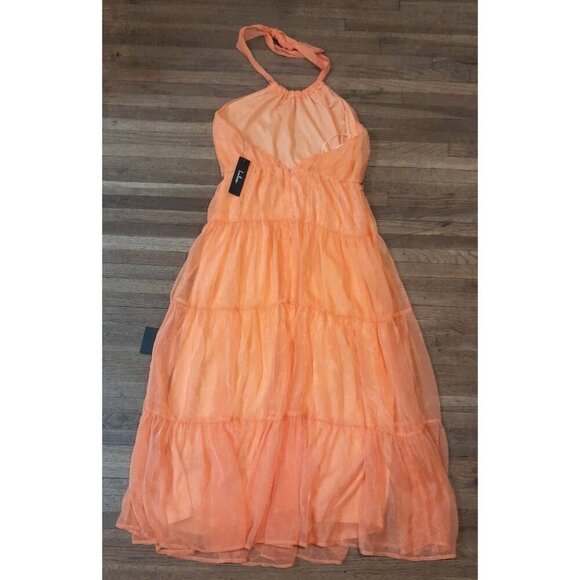 New Lulus Tiers to Style Orange Tiered Halter Maxi Dress Size L - Picture 8 of 11